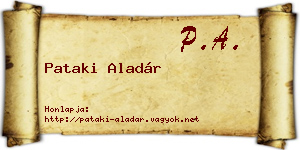 Pataki Aladár névjegykártya
